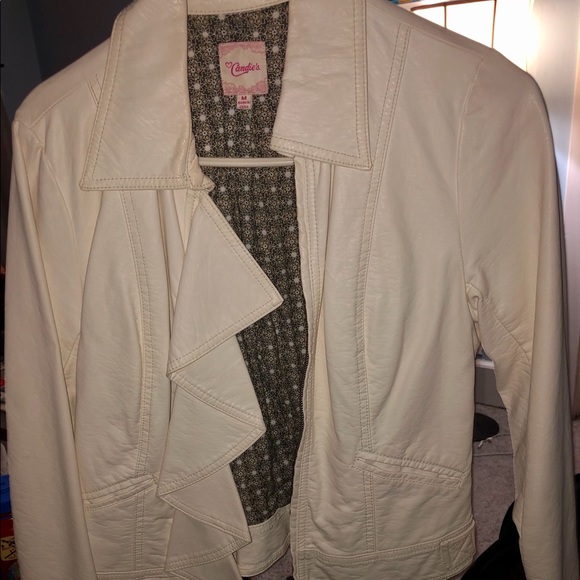 Beige/off white Faux Leather Jacket - Picture 2 of 5